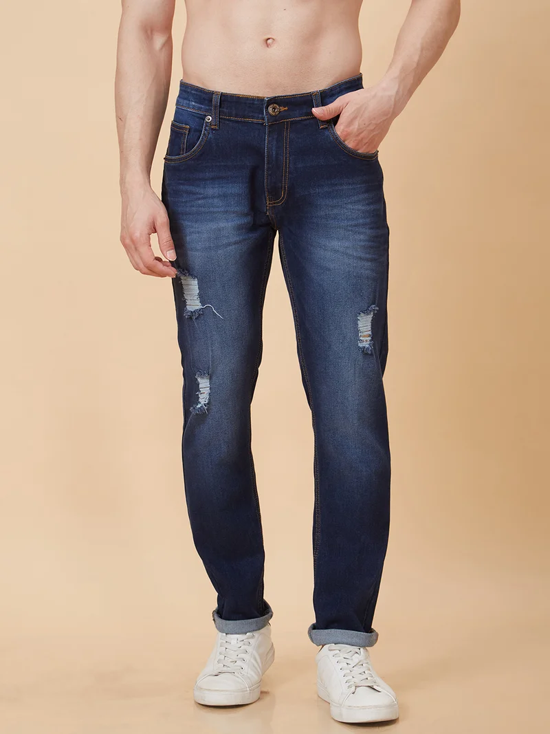 globus Globus Men Blue Mid-Rise Tapered Fit Jeans